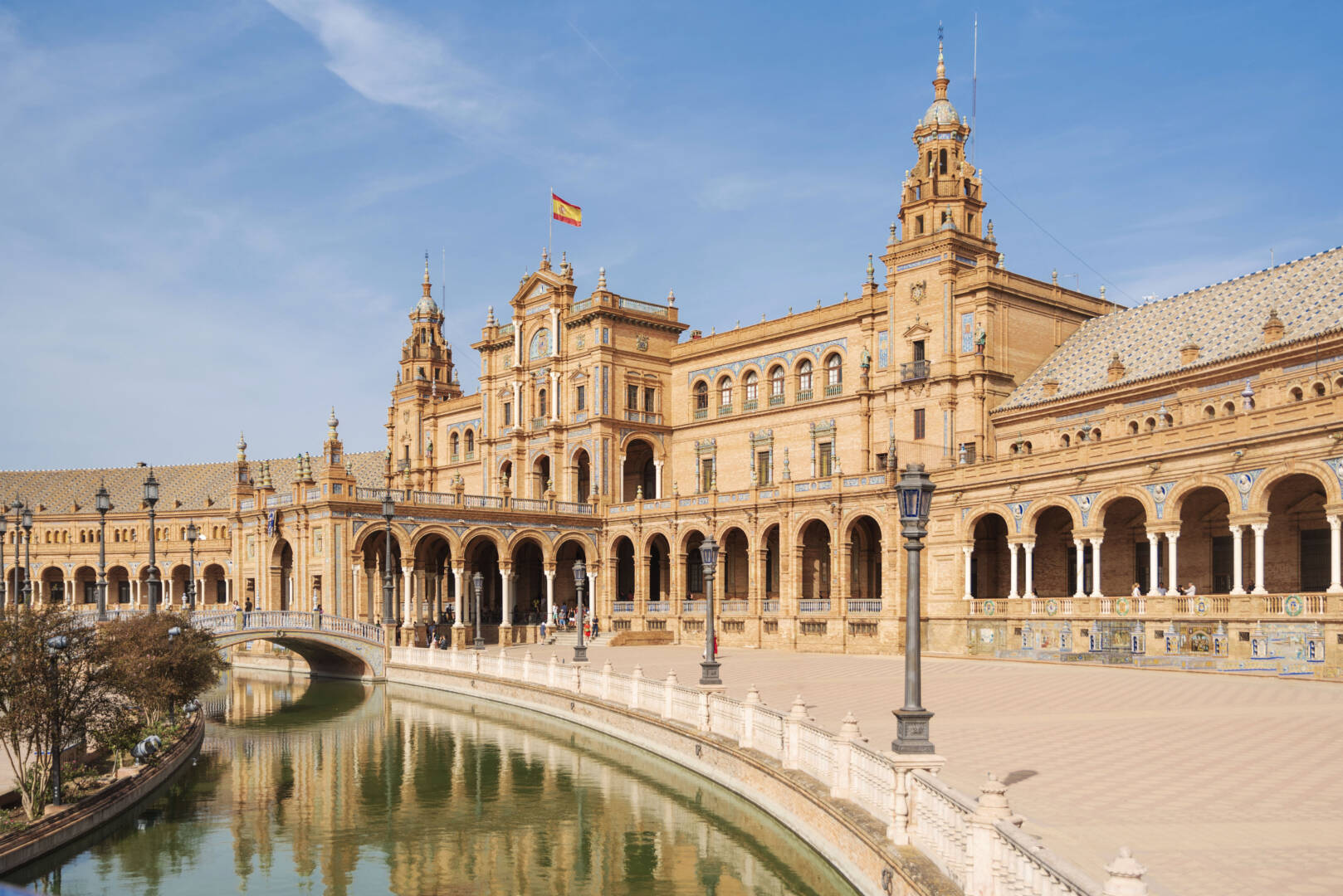 Spain, Seville. Spain Square, a landmark example of the Renaissa